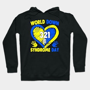 Blue Yellow Heart 21 World Down Syndrome Awareness Day Hoodie